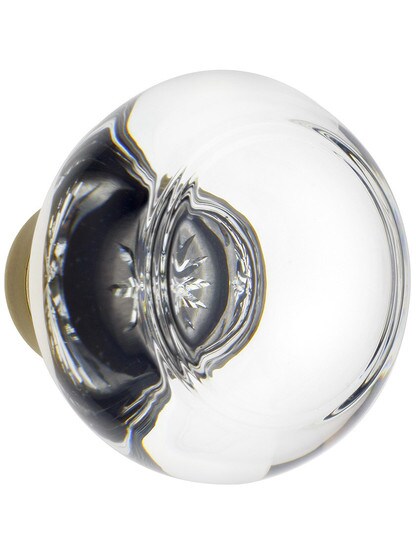 Over-Sized Georgetown Crystal Knob With Solid Brass Base in Antique Brass.